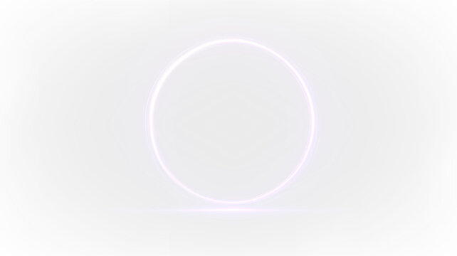 Bright circle with purple light on transparent background