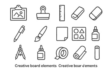 Fototapeta premium Eraser tape creative icon paper icons roll sketchboard glue vector board compass