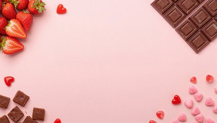 文字を主役に周縁へ菓子を寄せた真俯瞰フラットレイのミニマル構図