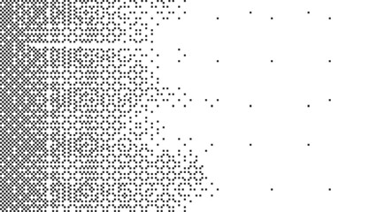 Black and white pixel disintegration effect with fading square pattern for sci fi and glitch art concepts © gd-house