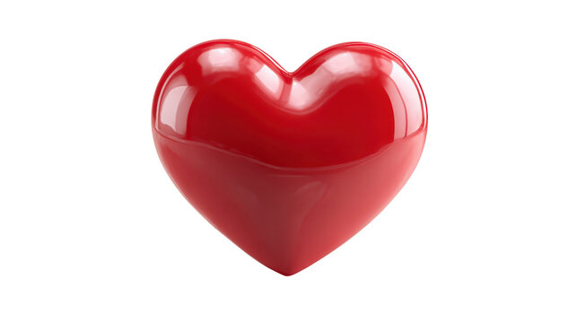 Red 3D Heart Icon Isolated on White Background for Health, Love, or Valentine's Day Designs