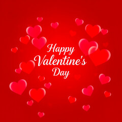 Valentine&rsquo;s Day greeting card illustration with red hearts 