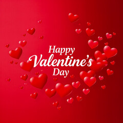 Valentine&rsquo;s Day greeting card illustration with red hearts 