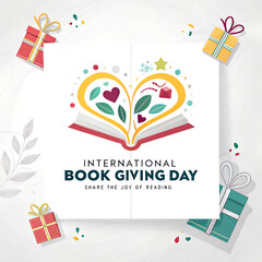 International Book Giving Day Celebration, Donate Books to Children, Love of Reading Gift Day, Share Knowledge Book Day, Global Book Giving Event