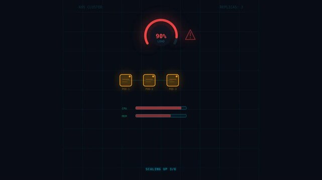Container Orchestration Scaling Animation with Kubernetes Pod Management