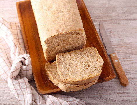 fresh Homemade spelt bread loaf, sliced