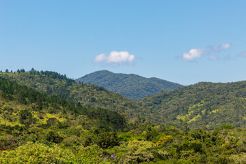 Fototapeta premium montanhas da Praia Palmas do Arvoredo cidade de Governador Celso Ramos Santa Catarina Brasil região da Grande Florianopolis