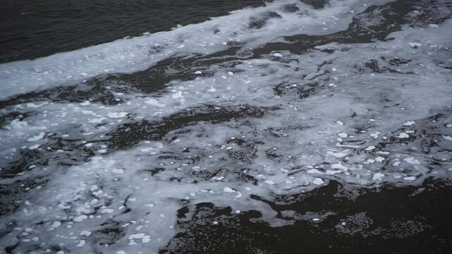 Toxic Foam in Yamuna River Due to Industrial Waste Pollution in Delhi, India