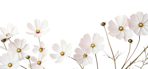 Naklejka premium PNG White cosmos flowers border background pastel pink.
