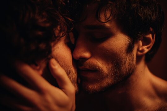 Voman Kisses Another Vomans Cheek in Close Moment of Affection During Intimate Gathering at Night
