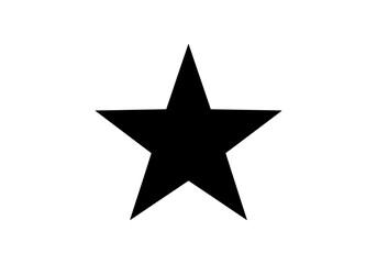 Obraz premium A single black star is isolated on a white background.