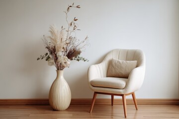 View of a Modern Scandinavian Interior Style Design With Chair and Plant