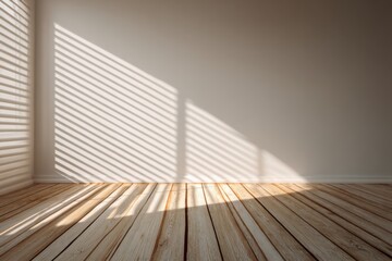 White Empty Room Interior Design With Wooden Planks Floor