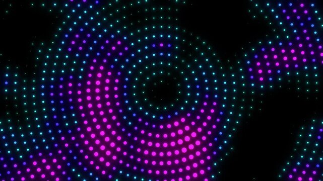 Abstract Glowing Concentric Spheres with Neon Blue and Violet Pulse seamless loop 3D animation for quantum physics visualization, mindfulness meditation backgrounds, and futuristic digital art