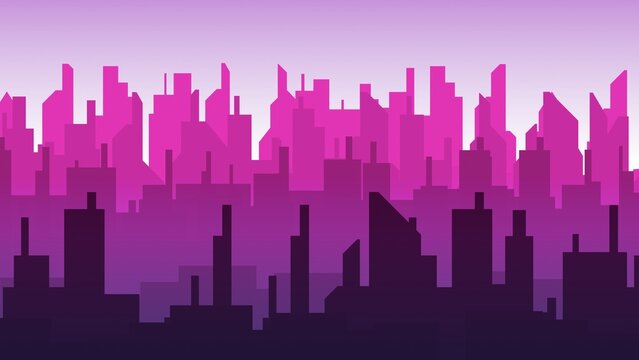 Vector City Skyline Parallax Sunset Background Illustration