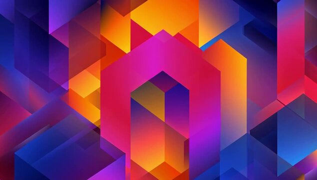 abstract vector shapes in bold colors incorporates shades of orange, blue, purple, pink, and red, creating a vibrant color scheme Generative AI