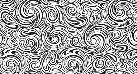 Fototapeta premium Intricate black and white swirling pattern design element.