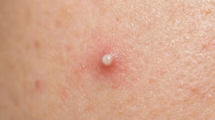 Fototapeta premium Close up of a whitehead pimple on human skin surface