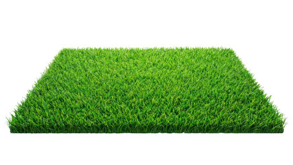 Isolated rectangular patch of vibrant green grass or artificial turf