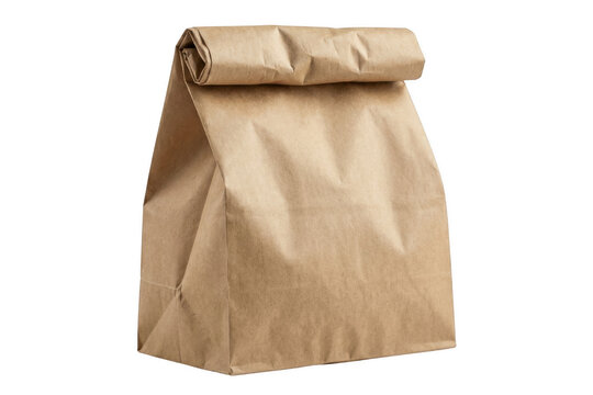 Traditional Kraft Paper Lunch Bag Rolled Shut