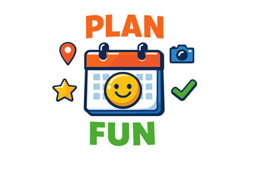 Fototapeta premium Colorful calendar with smiley face for fun planning