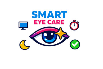 Obraz premium Smart eye care concept with technology and health symbols