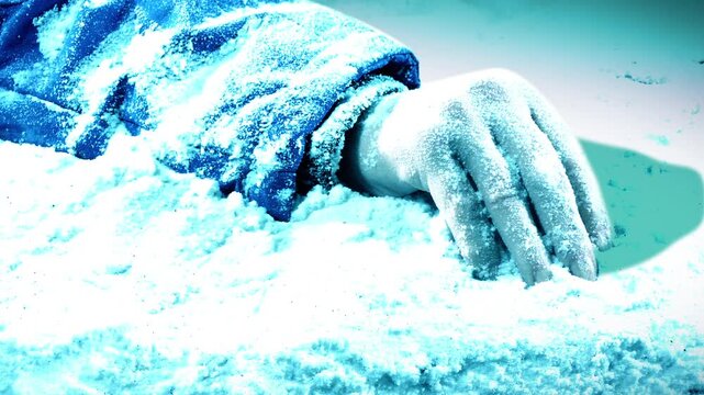 Police Photograph Body On The Snow At Night
