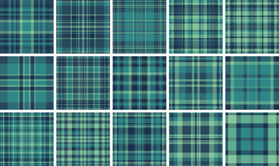 Elegant seamless tartan plaid pattern in sophisticated teal and navy blue tones. Perfect for textile design, digital backdrops, and timeless branding. A classic geometric style for modern uses.