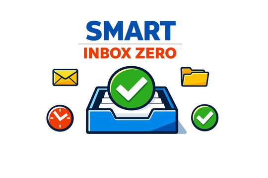 Smart inbox zero concept with icons for efficient email management