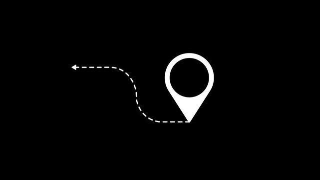 Global Location Navigation Route Concept with Map Pin and Dotted Path on Dark Background &ndash; Modern GPS Tracking, Travel Direction, Logistics and Destination Technology Icon.