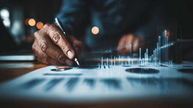 Businessman managing and assessing risks for business investment, focusing on risk control, forecasting, estimation, and financial strategy for effective management