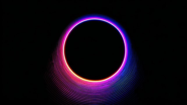 A vibrant neon circle glows with a mesmerizing light show in a dark space