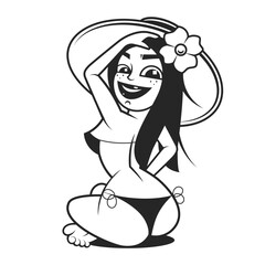 Silhouette of vector logo of beautiful sexy woman posing  