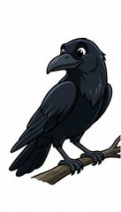 Obraz premium raven on a branch illustration 