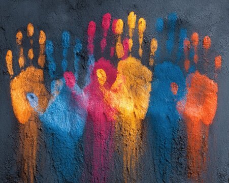 Handprints in vibrant colors forming a mosaic, representing the International Day for the Elimination of Racial Discrimination