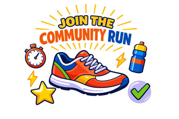 Join the community run: vibrant sneaker and fitness icons
