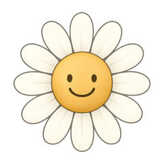 Obraz premium PNG Smiling daisy with cheerful face.