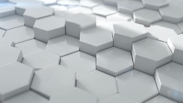 Abstract white hexagon tiles forming a geometric pattern, creating a modern background.