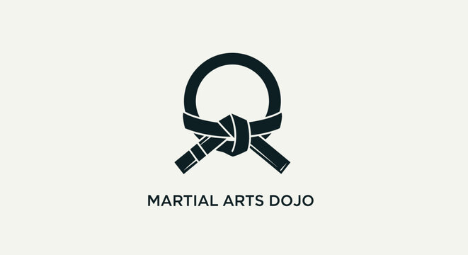 Martial Arts Dojo Logo with Belt Symbol.
