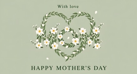 Mother's day greeting card with floral heart design