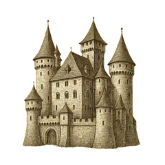 Naklejka premium PNG Vintage fairytale castle illustration.