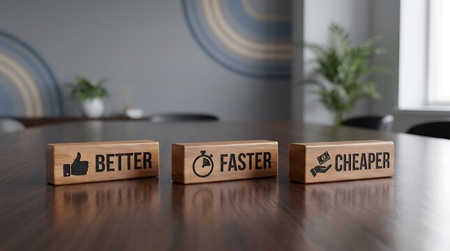 Business efficiency concept with wooden blocks