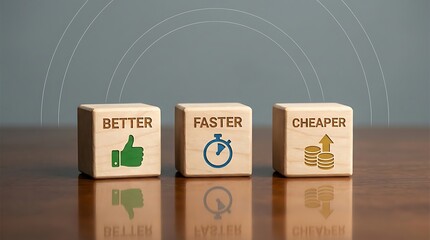 Business Efficiency Concept with Wooden Blocks.