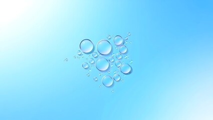 Pristine Clear Water Bubbles or Cosmetic Serum Drops on a Bright Light Blue Background