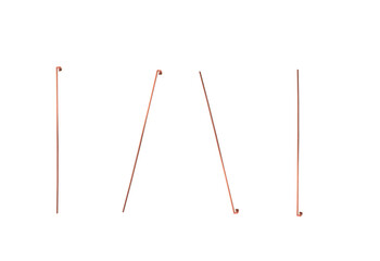Copper wire of needle. On isolated transparent background.