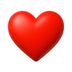 Glossy red 3D heart symbol of love and positivity isolated on a transparent background PNG file