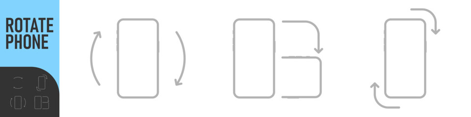 Rotate Mobile phone. Device rotation symbol. Turn your device. Rotate smartphone, icon set vector illustration for web site or mobile app. Color icon set