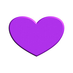 3d purple heart symbol, love icon. 3d vector shiny textured heart icon, love symbol.