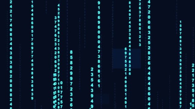 Digital Rain of Code: An abstract representation of data streams, showcasing a mesmerizing cascade of binary code flowing across a dark background.