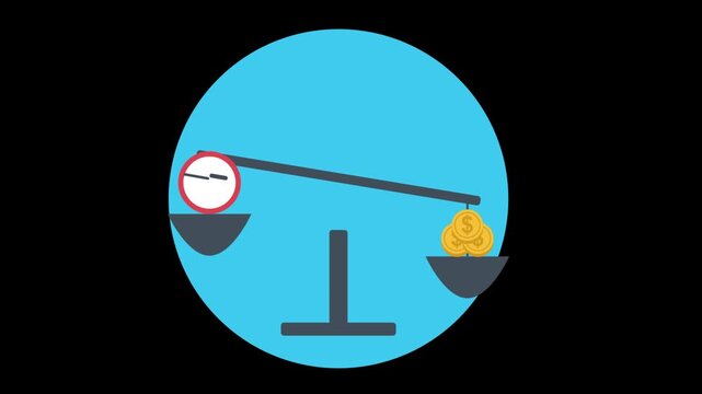 Time vs. Money Balance:  A stylized illustration of a balance scale, depicting the classic dilemma of time and money, suggesting the eternal struggle to balance them.